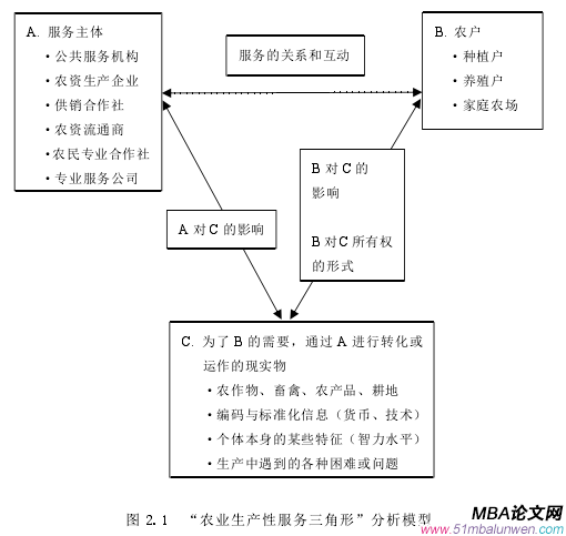 圖 2.1 “農業生產性服務三角形”分析模型